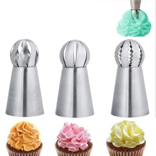 Stainless Steel Sphere Icing Piping Nozzles - 1/3PC Set