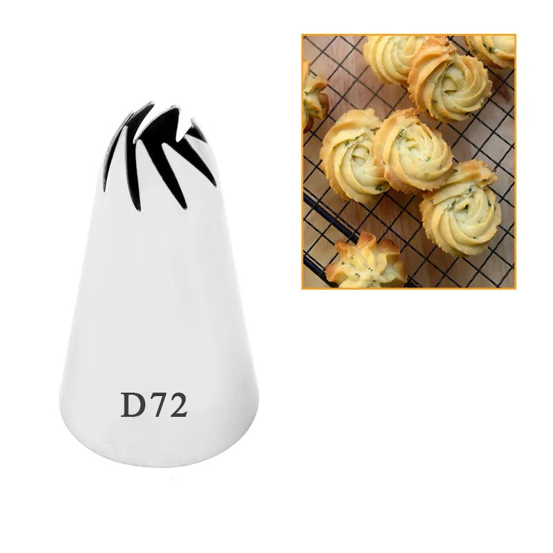 #D72 Spiral Flower Cream Icing Piping Nozzle Cake Fondant Decorating Tools DIY Cupcake Baking Pastry Tips Stainless Steel