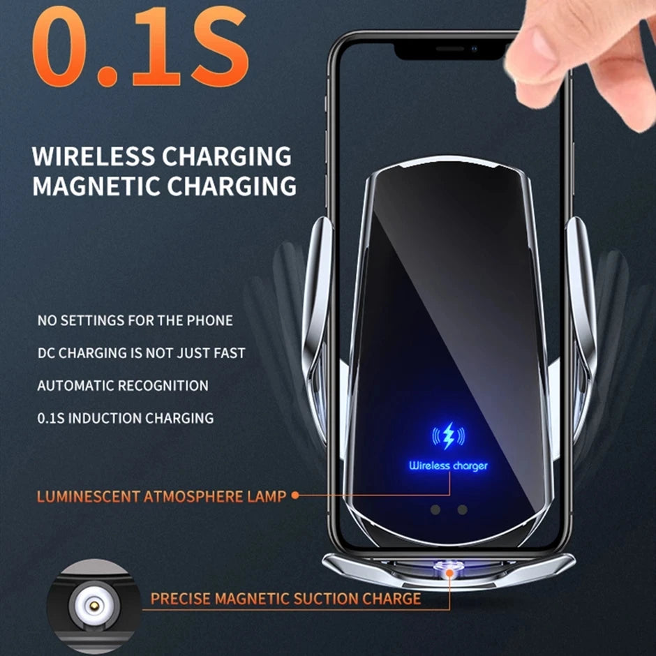 100W Car Wireless Charger Auto Car Mount Phone Holder For iPhone 14 13 12 11 Pro Samsung Xiaomi Infrared Induction Fast Charging