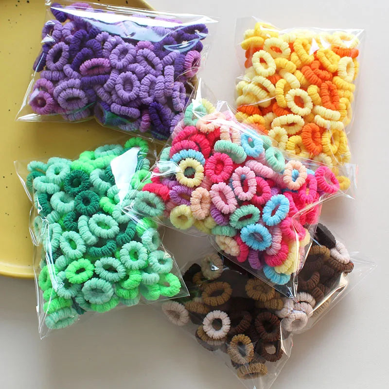 100pcs Colorful Flower Hair Bands 2cm Mini Rubber Bands for Children Kids Hair Ties Girls Hair Accessories