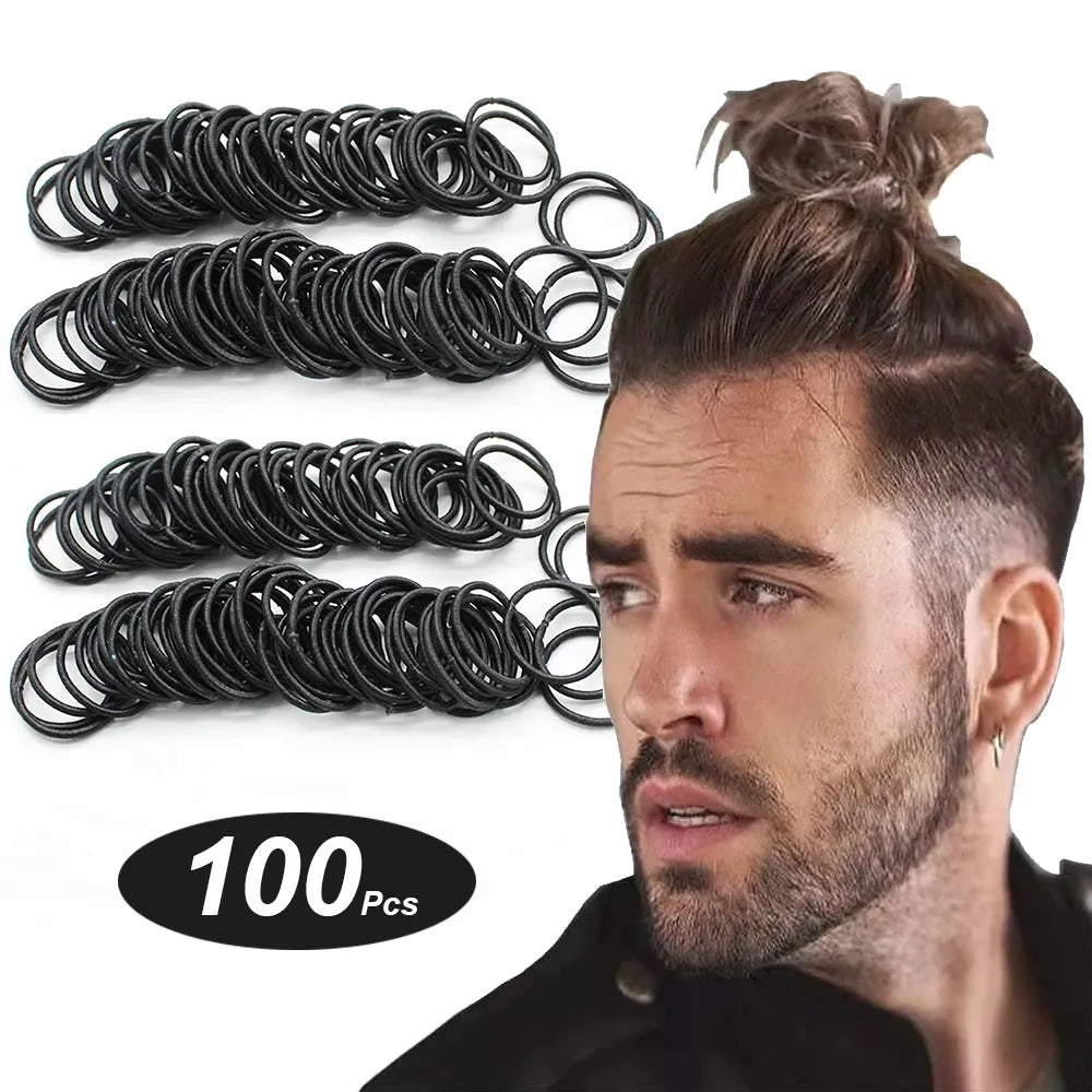 100pcs/set Sports Elastic Hair Ties Loop for Men Women Non Slip Elastic Hair Rope Ponytail Holder Hair Accessories