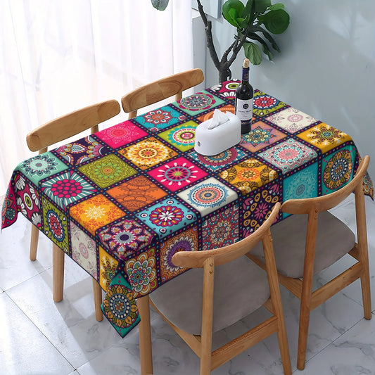 Rectangle Polyster Tablecloth Mandala Bohemian Circular Colorful Table Cloth Indian Festival Party Decoration Home Decoration