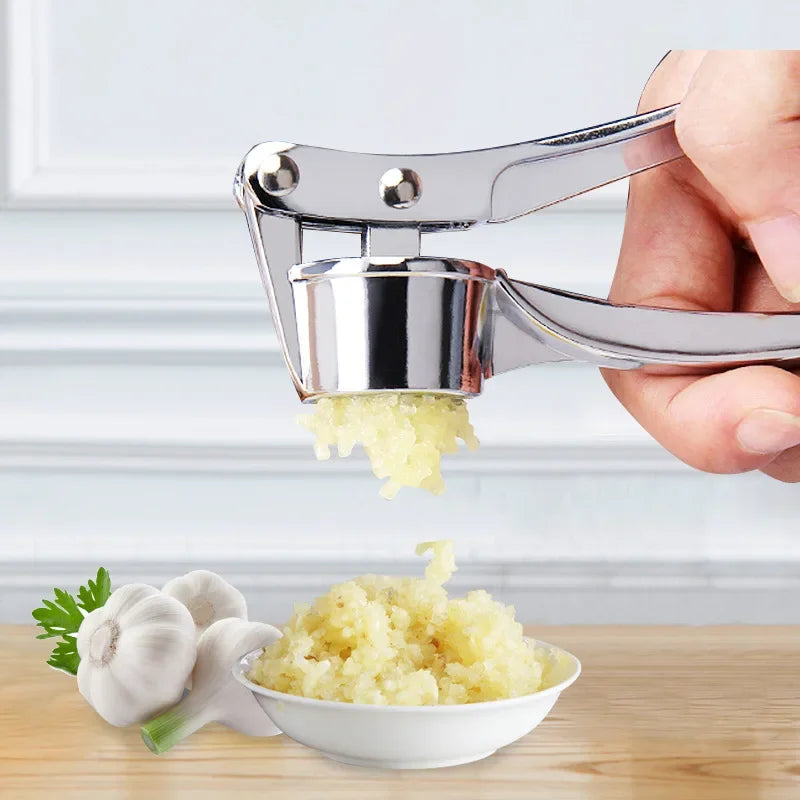 1 Stainless Steel Garlic Press Household Vegetable Ginger Muddler Handheld Ginger and Garlic Tool, Kitchen Accessory Supplies