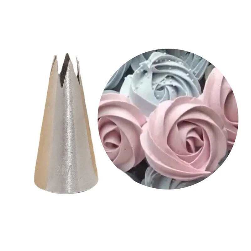 #2M Rose Tips 5-Teeth Open Star Piping Nozzle Decor Tip Cream Flower  Fondant Baking Tool Cake Cupcake Decor Stainless Steel