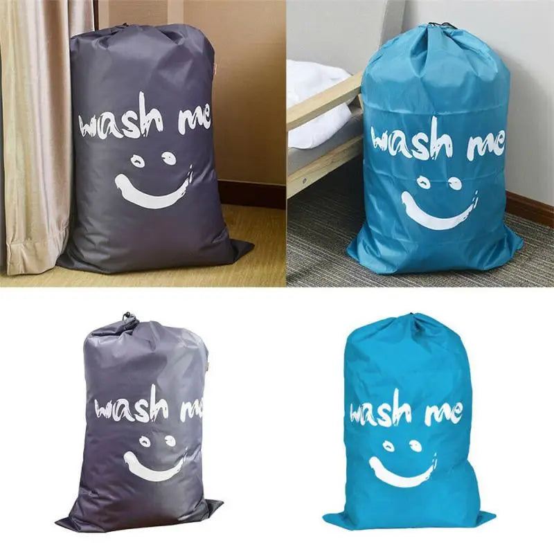 1/2pcs Smile Shape Nylon Laundry Bag Travel Storage Pouch Machine Washable Dirty Clothes Organizer Folding Wash Drawstring Bag