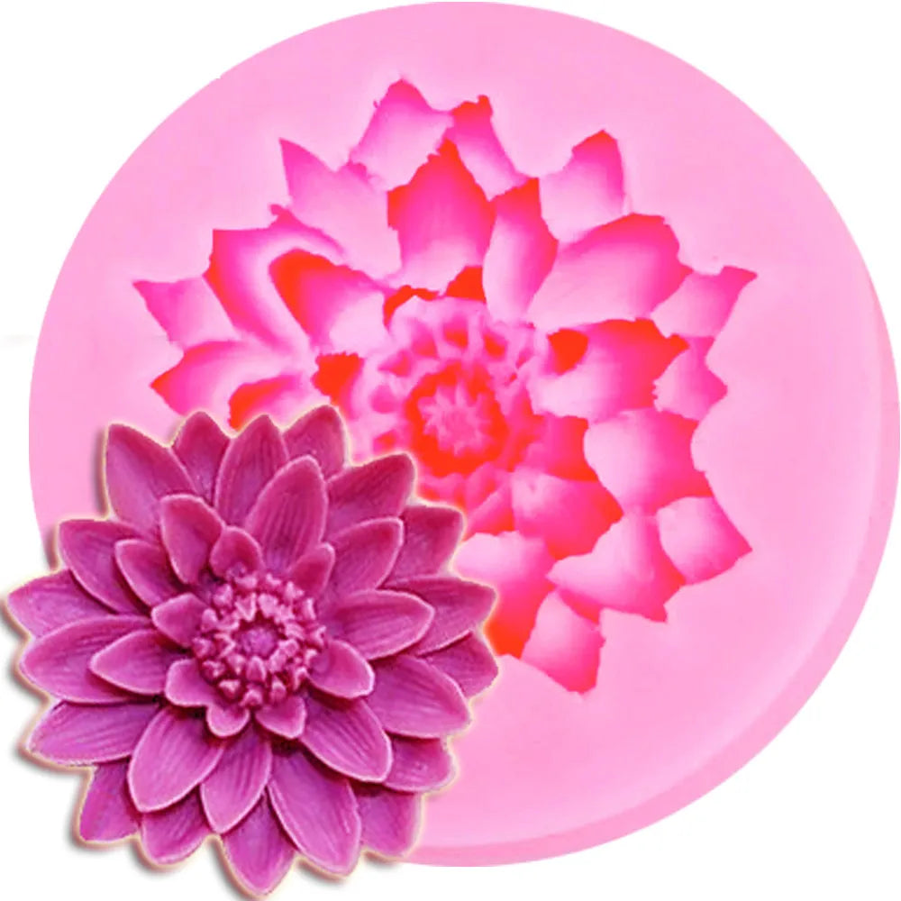 3D Beautiful Lotus Chrysanthemum Flowers Silicone Mold Wedding DIY Baking Fondant Soap Resin ClayMould Cake Decorating Tools M91